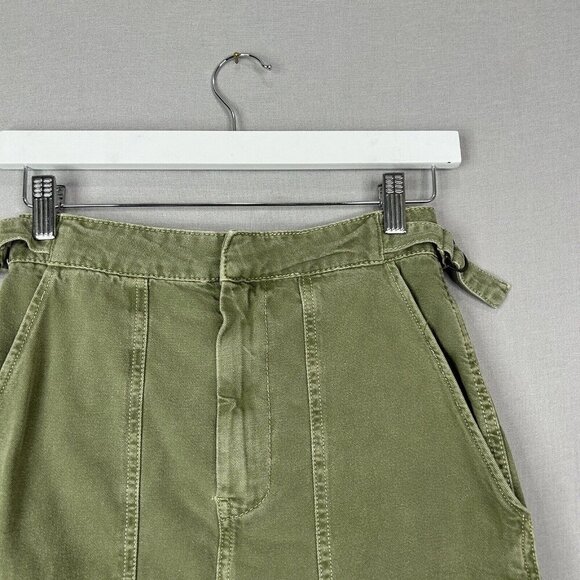 Free People Womens Skirt 0 Army Green Twill Cargo Utility Y2K Grunge Mini Basic - Picture 2 of 14